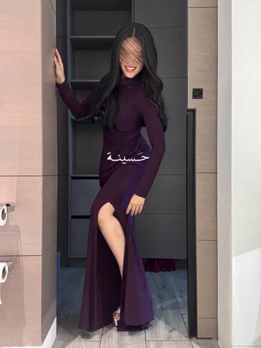 فستان ناعم موف بقصه ساق