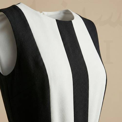 فستان ثنائيّ الألوان بحزام رباط أنيق