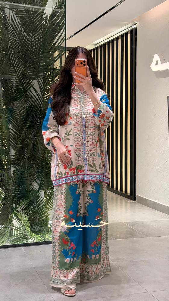 طقم بدلة زهور أزورية
