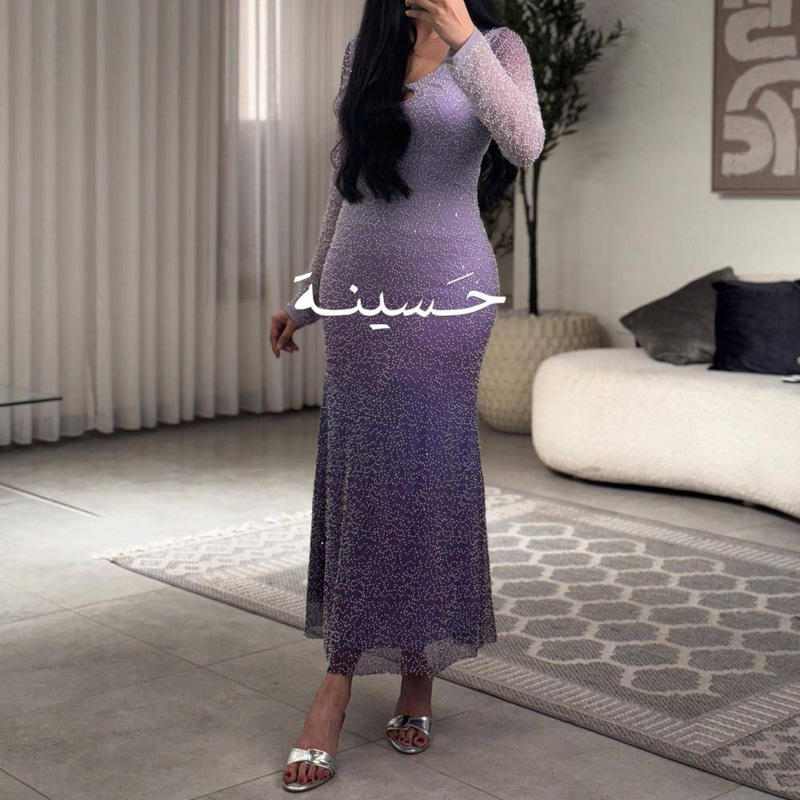 فستان خرز بنفسجي