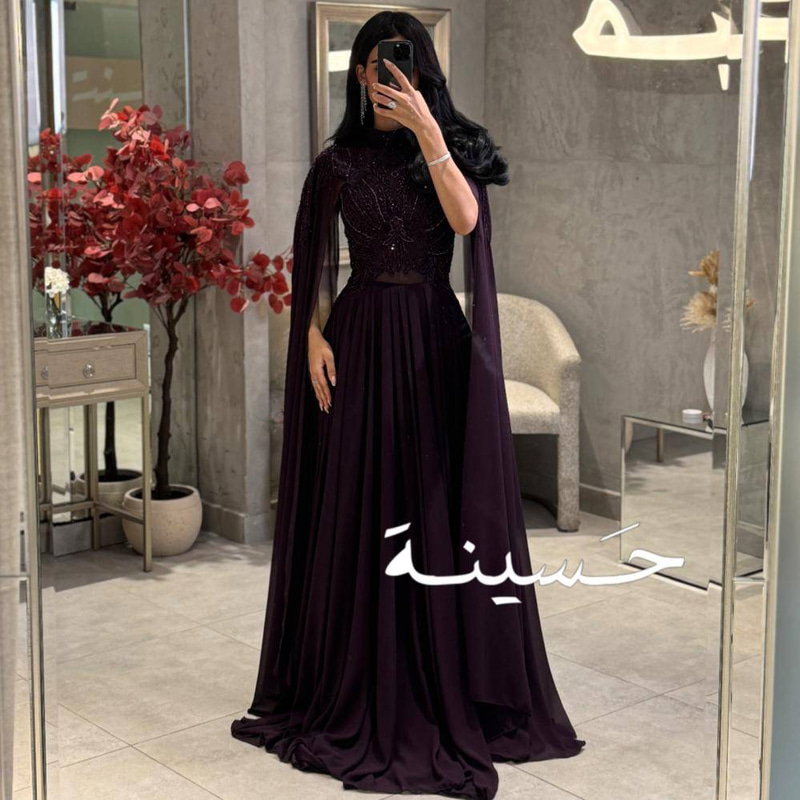فستان بلون بنفسجي غامق فاخر