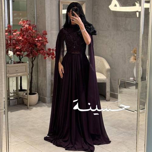 فستان بلون بنفسجي غامق فاخر