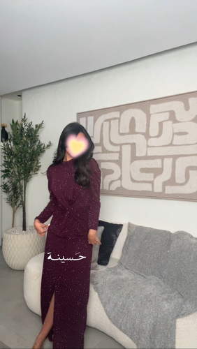فستان ماسك لمعة ربطة من الخصر