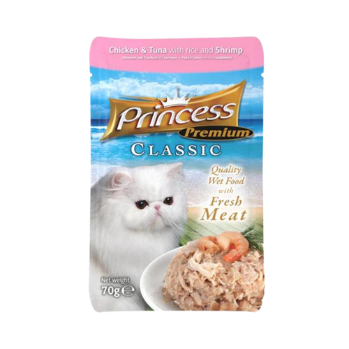 Princess Premium Classic Pouches Chicken and Tuna with Rice & Shrimp 70g