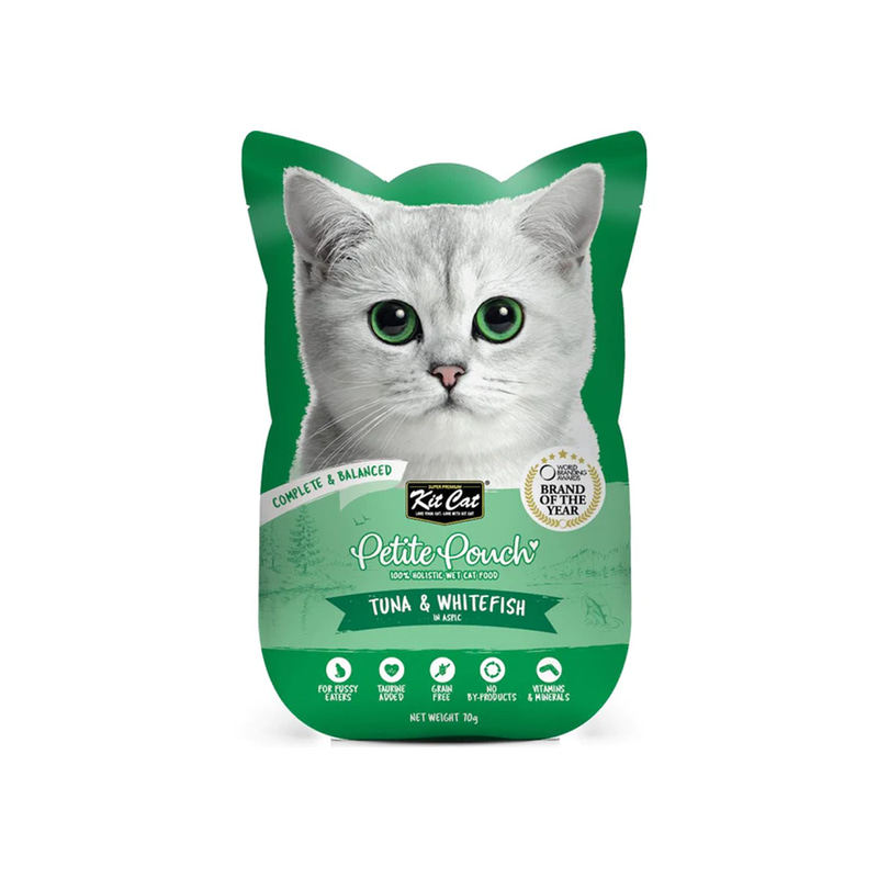 Kit Cat Petite Pouch Complete & Balanced Wet Cat Food Tuna & Whitefish in Aspic | 70g