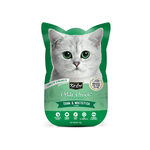 Kit Cat Petite Pouch Complete & Balanced Wet Cat Food Tuna & Whitefish in Aspic | 70g