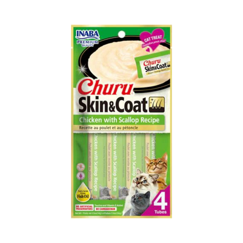 INABA Churu Skin&Coat Chicken with Scallop 4x14g