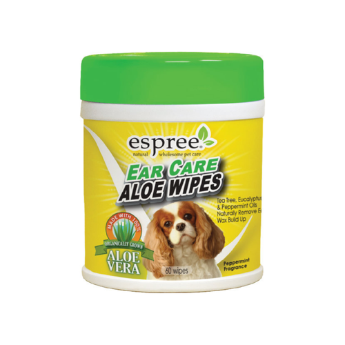 Espree Ear Care Aloe Wipes Peppermint Fregrance for Dogs 60 Wipes