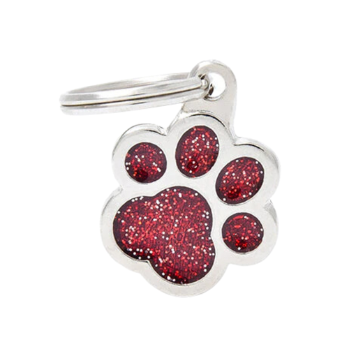MF Tags PAW GLITTER RED