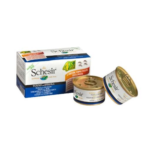 Schesir Tuna with Sea Bass Cans for Dogs 4 x 85g