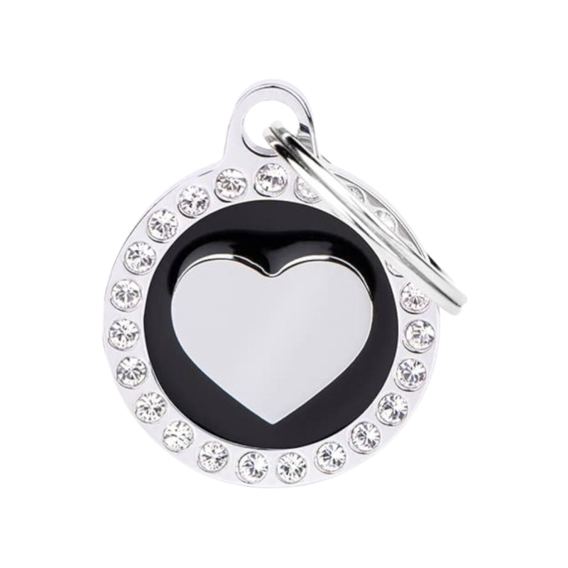MF Tags SMALL BLACK CIRCLE HEART GLAM