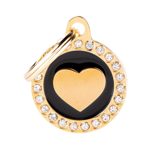 MF Tags SMALL BLACK CIRCLE HEART GLAM.