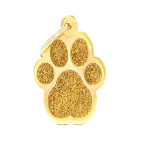MF Tags GOLD BIG GLITTER CIRCLE BLACK PAW