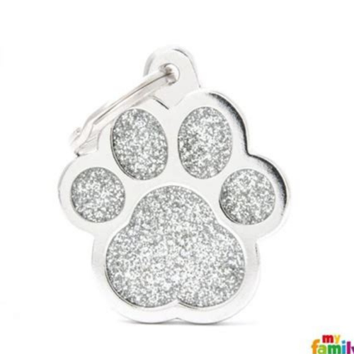 MF Tags PAW GLITTER GREY