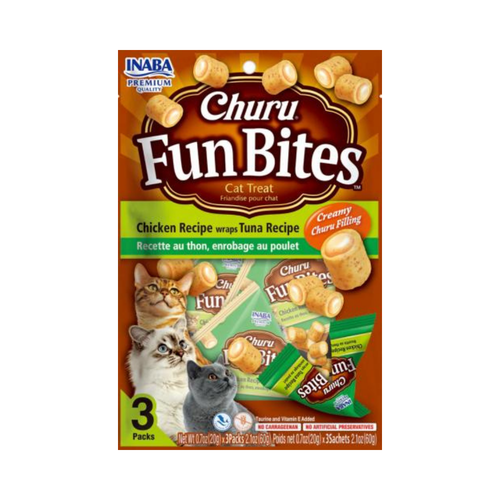 Inaba CHURU FUN BITES CHICKEN RECIPE WRAPS TUNA 3x20g