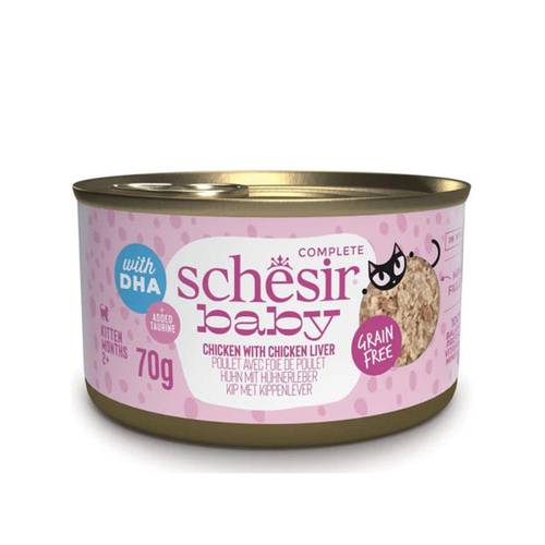 Schesir Baby Canned Chicken & Liver in Gravy Complete & Balanced Wet Food for Cats, 70g