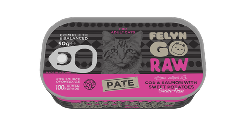 Felyn Go Raw C&B Cod & Salmon With Sweet Potatoes Pate For Cats 90g
