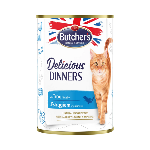 Butcher's Delicious Dinners Cat with trout chunks in Jelly 400g