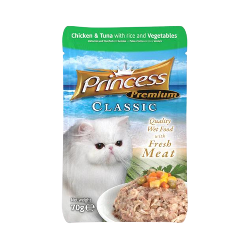 Princess Premium Classic Pouches Chicken and Tuna with Rice & Vegetables 70g