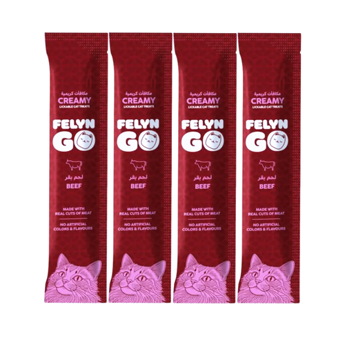 Felyn Go Creamy Lickable Treats Beef Sachet 4x15g