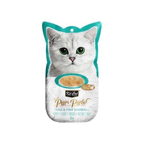 Kit Cat Puree Tuna & Fiber (Hairball) 15gx4 Sachets #388197