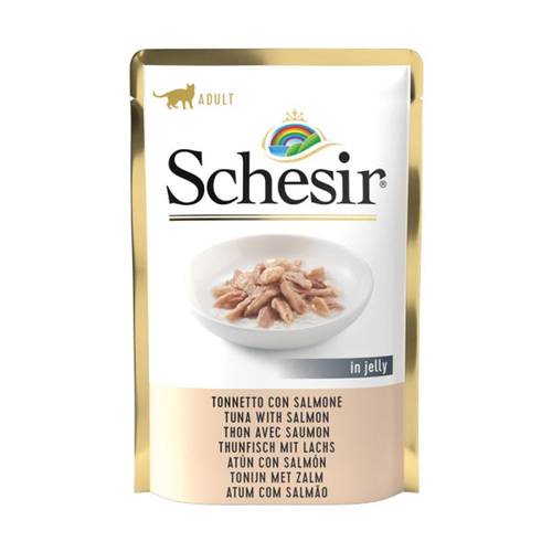 Schesir Tuna with Salmon in Jelly Wet Food for Adult Cats, 85g