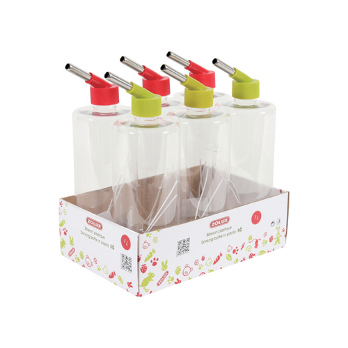 Zolux Drinking Plastic Bottle Red and Green 1L
