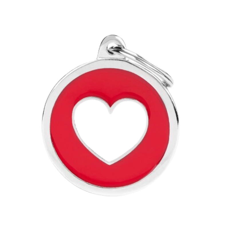 MF Tags BIG RED CIRCLE WHITE HEART