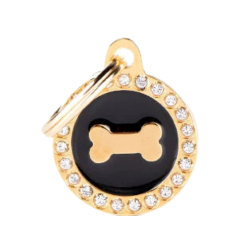 MF Tags SMALL BLACK CIRCLE BONE GLAM golden
