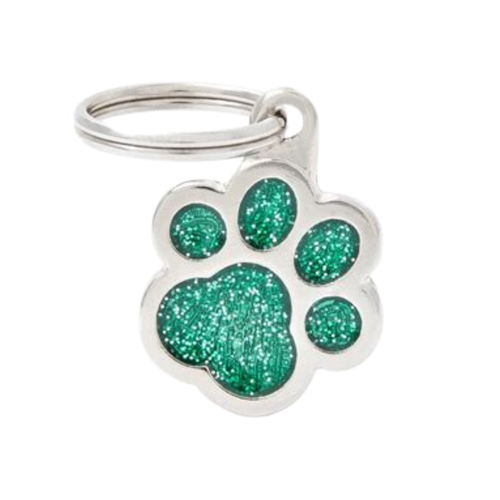 MF Tags PAW GLITTER GREEN