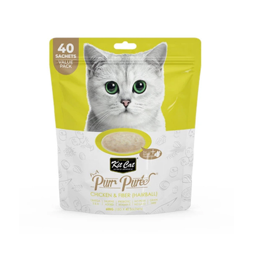 Kit Cat Puree Value Chicken & Fiber (Hairball) 15gx40 Sachets