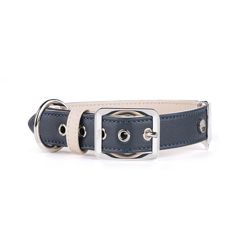 MF HERMITAGE Collar Leather Dark Blue & Beige 45x2.2cm M