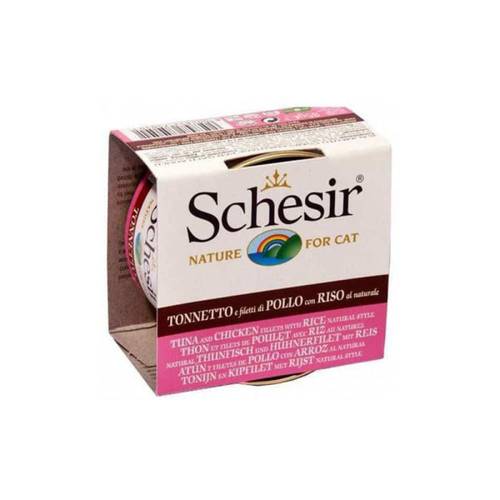 Schesir Cat Tuna and Chicken with Rice Natural Style Can 85g