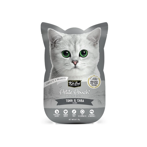 Kit Cat Petite Pouch Complete & Balanced Wet Cat Food Tuna & Saba in Aspic | 70g