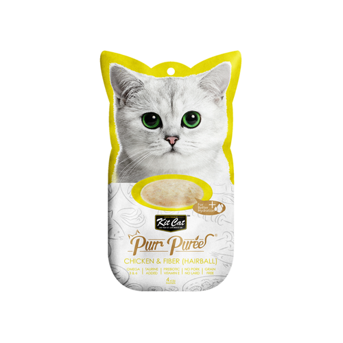 Kit Cat Puree Chicken & Fiber (Hairball) 15gx4 Sachets #388192