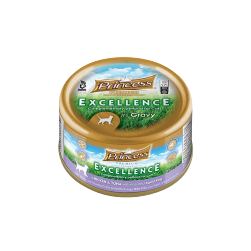 Princess Premium Excellence can Chicken and Tuna with Rice & Squid Ring 70g