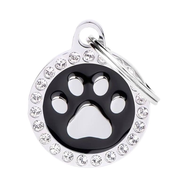 MF Tags SMALL BLACK CIRCLE PAW GLAM
