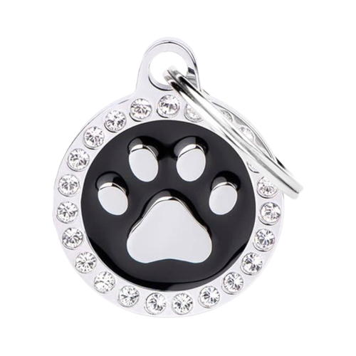 MF Tags SMALL BLACK CIRCLE PAW GLAM