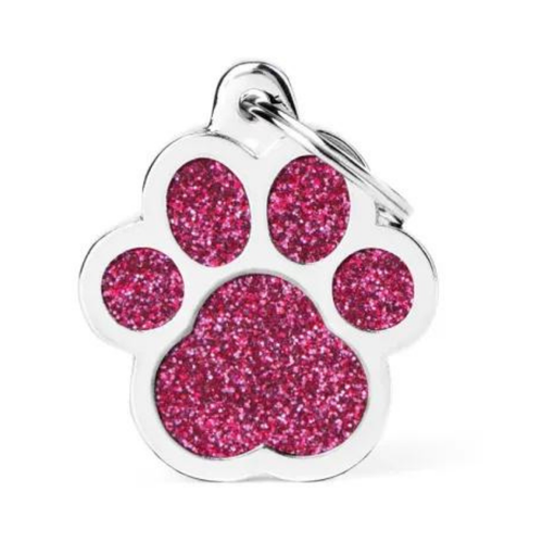 MF Tags PAW GLITTER PINK