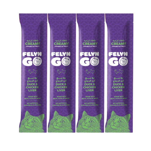 Felyn Go Creamy Lickable Treats Duck & Chicken Liver Sachet 4x15g