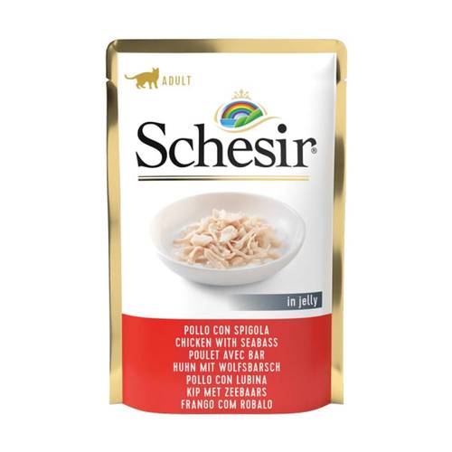 Schesir Chicken & Sea Bass in Jelly Wet Food for Adult Cats, 85g