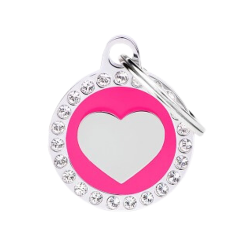 MF Tags SMALL FUCHSIA CIRCLE HEART GLAM