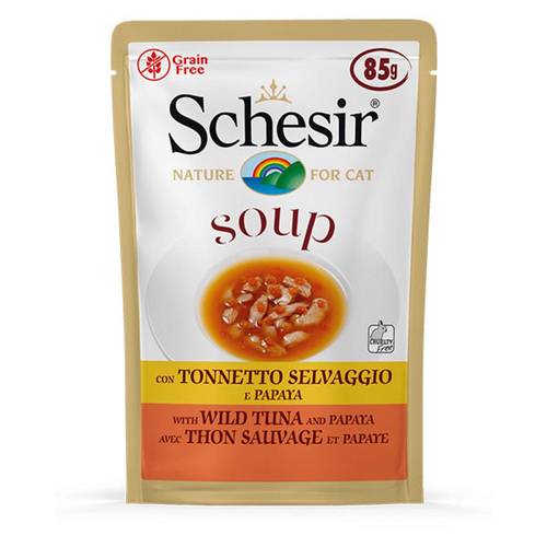 Schesir Wild Tuna Soup with Papaya Wet Cat Food, 85g