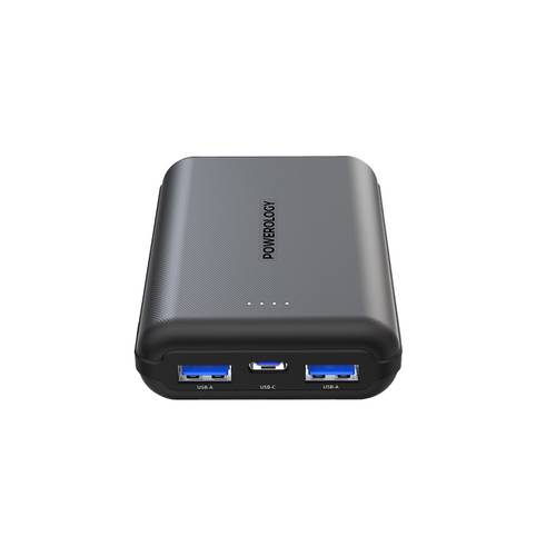 باورولوجي 10000 مللي أمبير PD20w QC 18W 2 * USB-A 1 * USB-C منفذ شحن سريع باور بانك - أسود