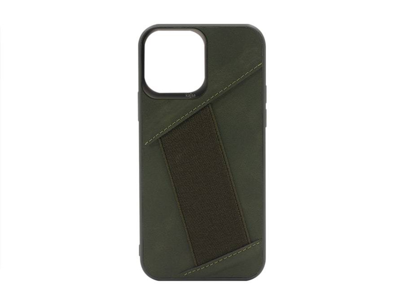 KAJSA PREPPIE COLLECTION ELASTIC HAND GRIP BACK CASE IPHONE 14 OLIVE