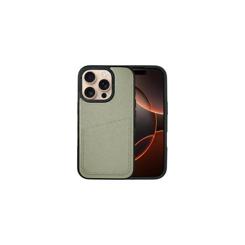 جراب Ambar من الجلد الطبيعي لهاتف iPhone 16 Pro Max - رمادي