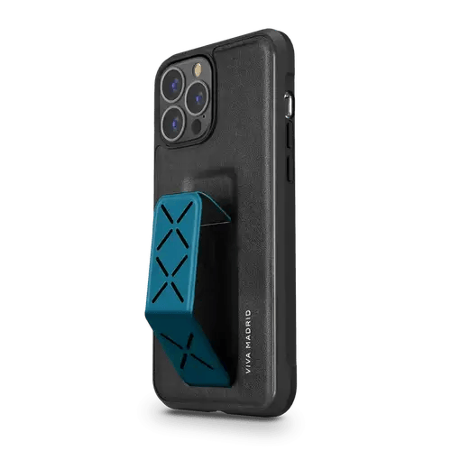 VIVA MADRID MORPHIX GRIPSTAND SYTHENTIC LEATHER FOR IPHONE 13 PRO- BLUE COVER CASE