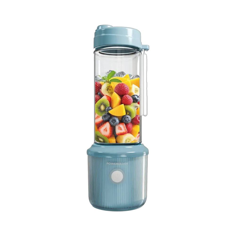 Powerology Press & Refresh Portable Blender 450ml 2500mAh 6 Blades 126W – Light Blue