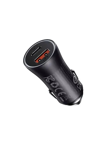 BASEUS GOLDEN CONTACTOR PRO DUAL FAST CAR CHARGER USB + USB TYPE C 40W QUICK CHARGE DARK GREY