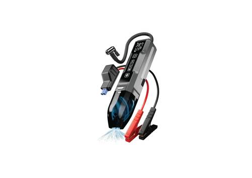 جهاز تشغيل المحرك ومضخة هواء من بورودو إغناتوف مع مكنسة كهربائية يدوية ومنفذ شحن USB-C - أسود